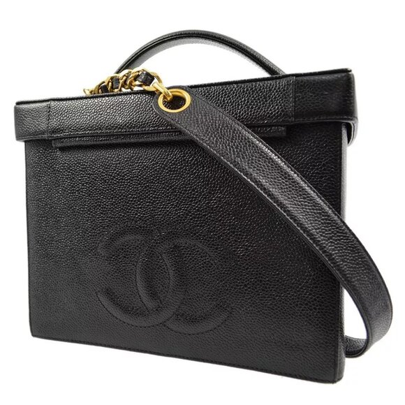 Chanel Black Caviar Skin 2way Vanity Handbag - Picture 2 of 16